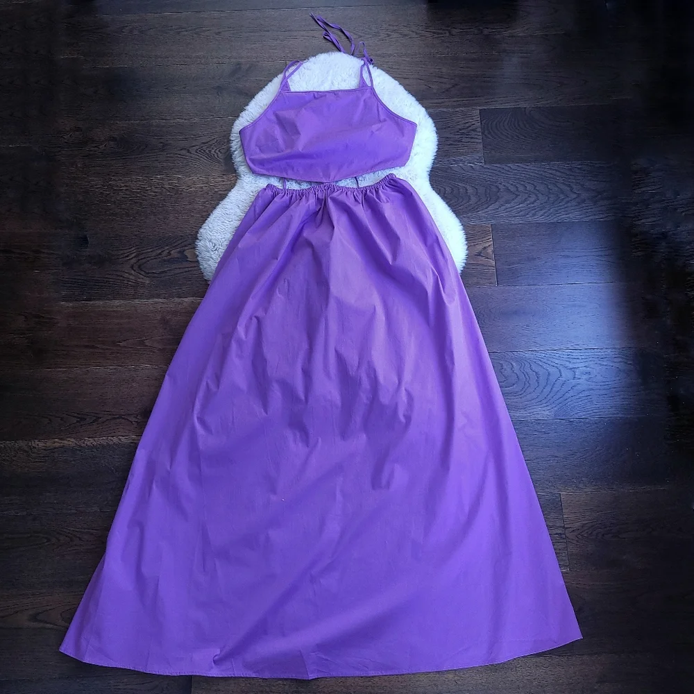 STAUD Myla Amethyst Cut Out Cotton Poplin Maxi Dress - Picture 2 of 15